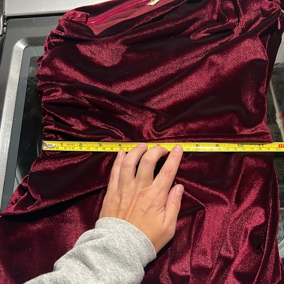 Chelsea & Violet Red Velvet One Shoulder Dress - Picture 6 of 7